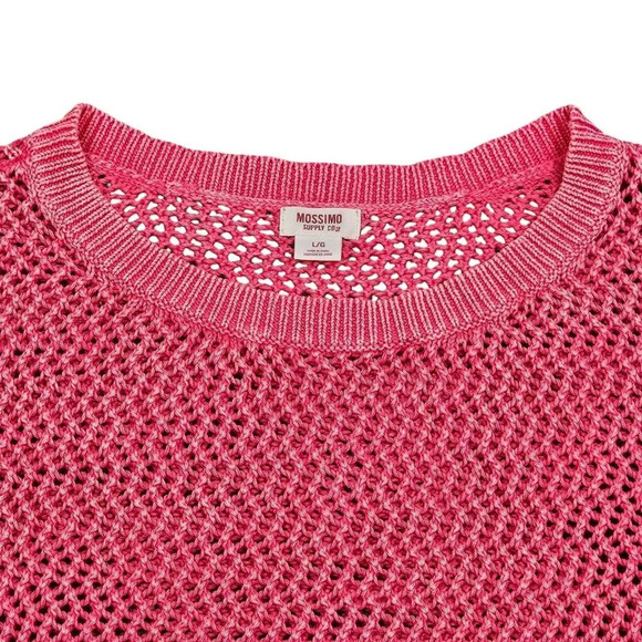 Mossimo Magenta Short Cap Sleeve Open Weave Knit Sweater Short Sleeve Size Large - Picture 8 of 9